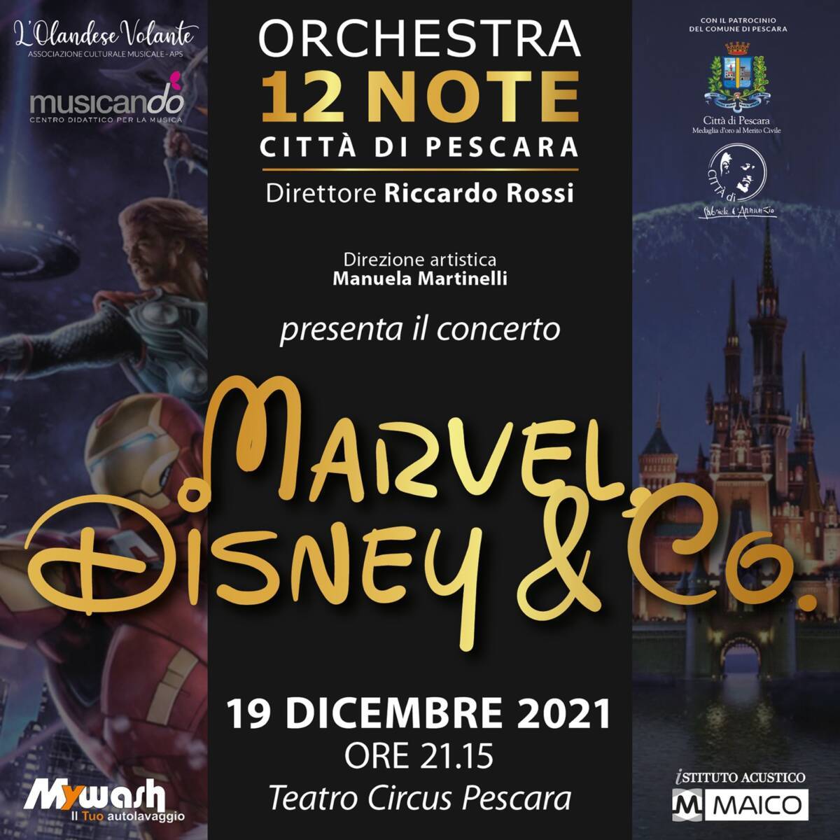 A PESCARA IL CONCERTO “MARVEL DISNEY & CO.” DELL’ORCHESTRA 12 NOTE