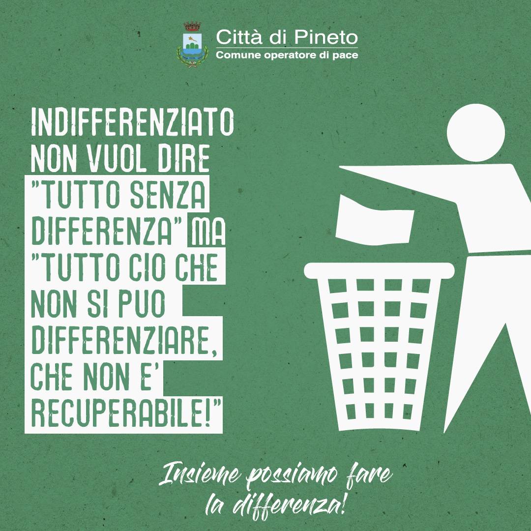 RACCOLTA DIFFERENZIATA A PINETO, IN DISTRIBUZIONE NUOVO CALENDARIO DEI QUARTIERI
