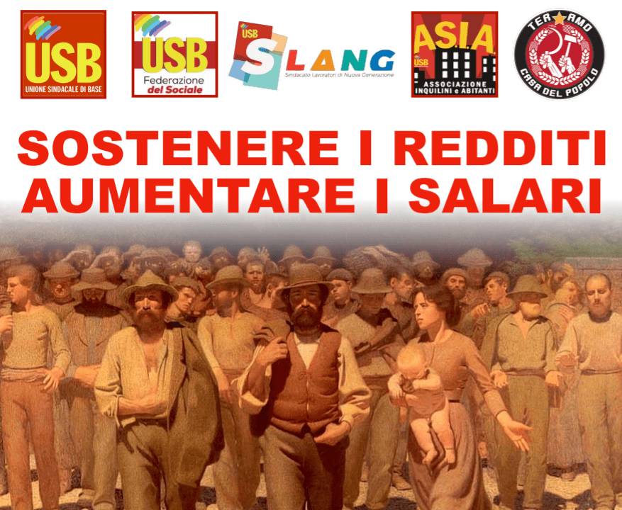 CRISI COVID, USB: “SE PREZZI SALGONO DOBBIAMO SOSTENERE POPOLAZIONE IN DIFFICOLTA'”, SIT-IN A TERAMO