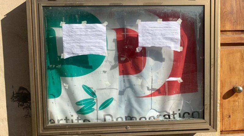 ATTI VANDALICI CONTRO SEDE PD RAIANO, LA CONDANNA DEL PARTITO REGIONALE