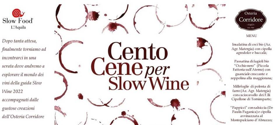 SLOW FOOD L’AQUILA, CON LE “CENTO CENE” RIPARTE LA CONVIVIALITA’ DEL “BUONO, PULITO E GIUSTO”