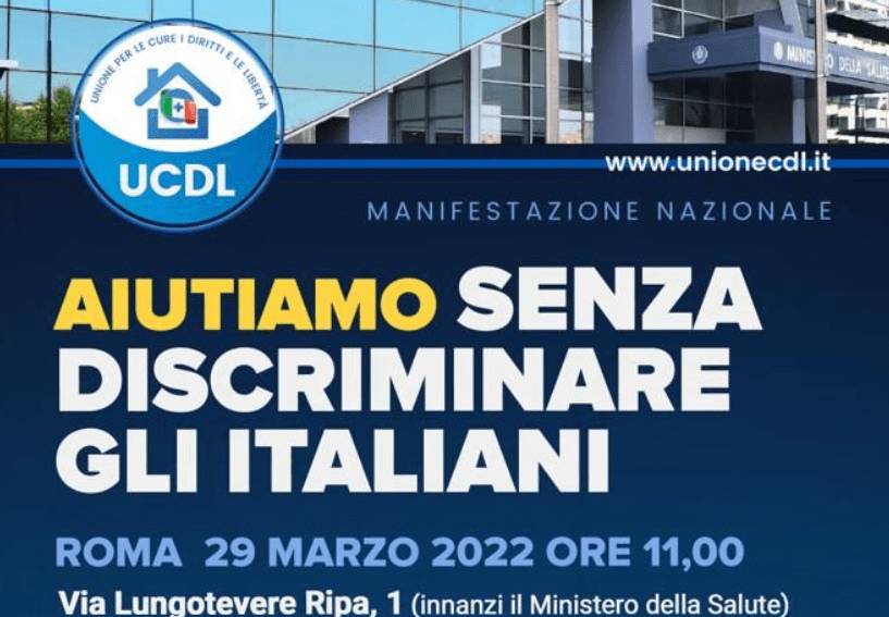 UCDL, “AIUTIAMO SENZA DISCRIMINARE GLI ITALIANI”: MANIFESTAZIONE DAVANTI AL MINISTERO DELLA SALUTE