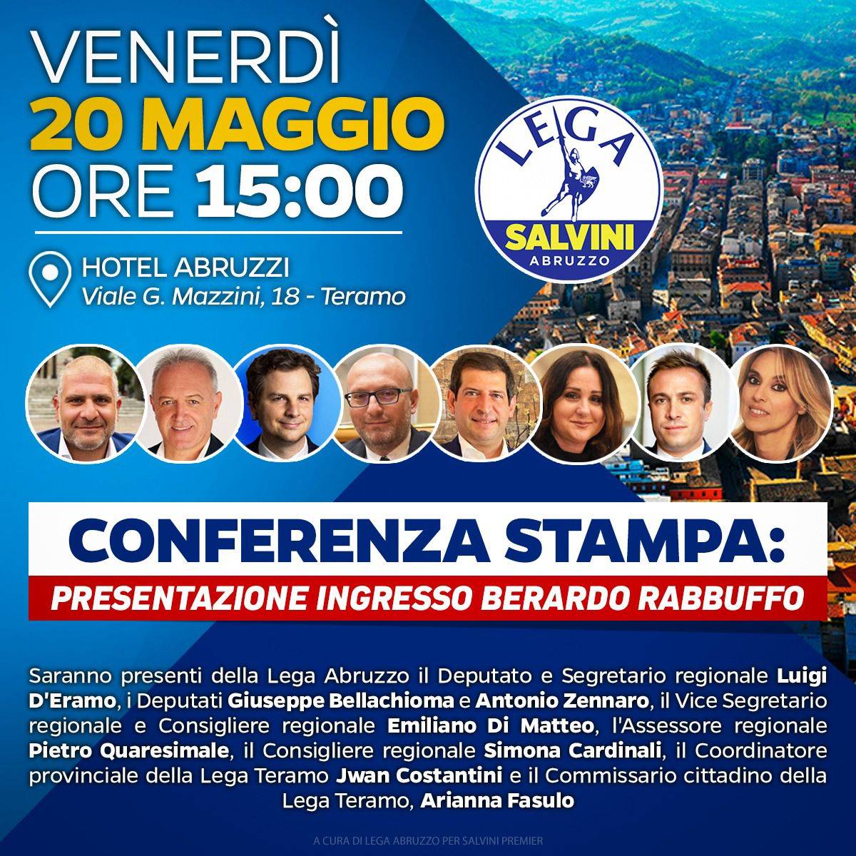LEGA: BERARDO RABBUFFO NEL PARTITO, CONFERENZA CON EX VICE SINDACO TERAMO E CONSIGLIERE REGIONALE