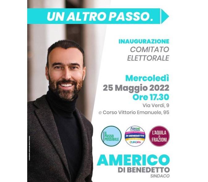VOTO L’AQUILA: MERCOLEDI’ INAUGURAZIONE COMITATO ELETTORALE DI BENEDETTO