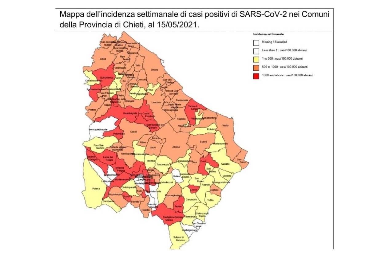 COVID, BOOM CONTAGI IN PROVINCIA DI CHIETI: PER DUE SETTIMANE TEST ANTIGENICI GRATIS