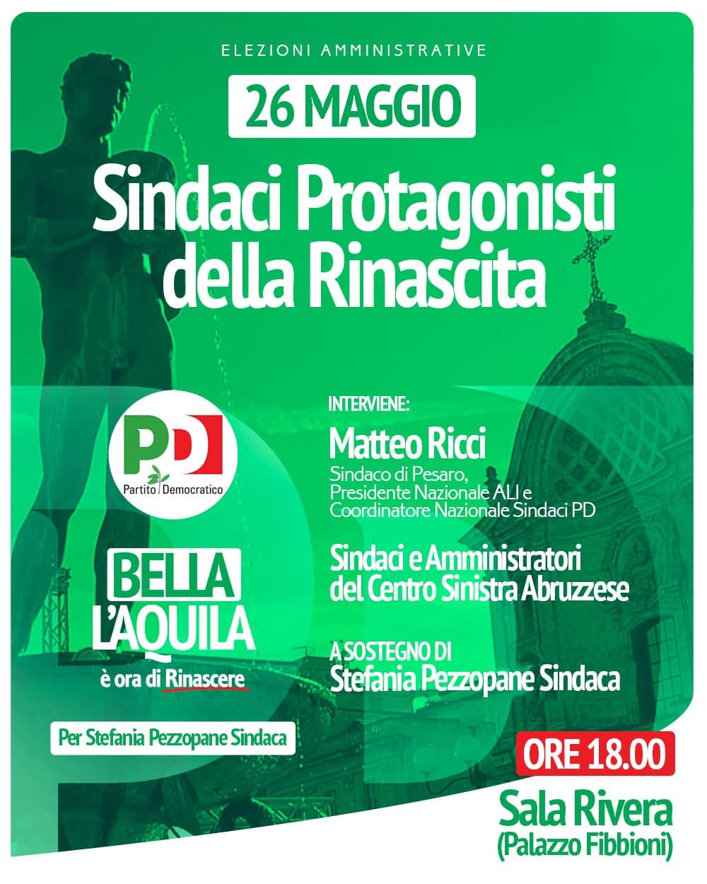 VOTO L’AQUILA, “SINDACI PROTAGONISTI DELLA RINASCITA” A SOSTEGNO DI PEZZOPANE
