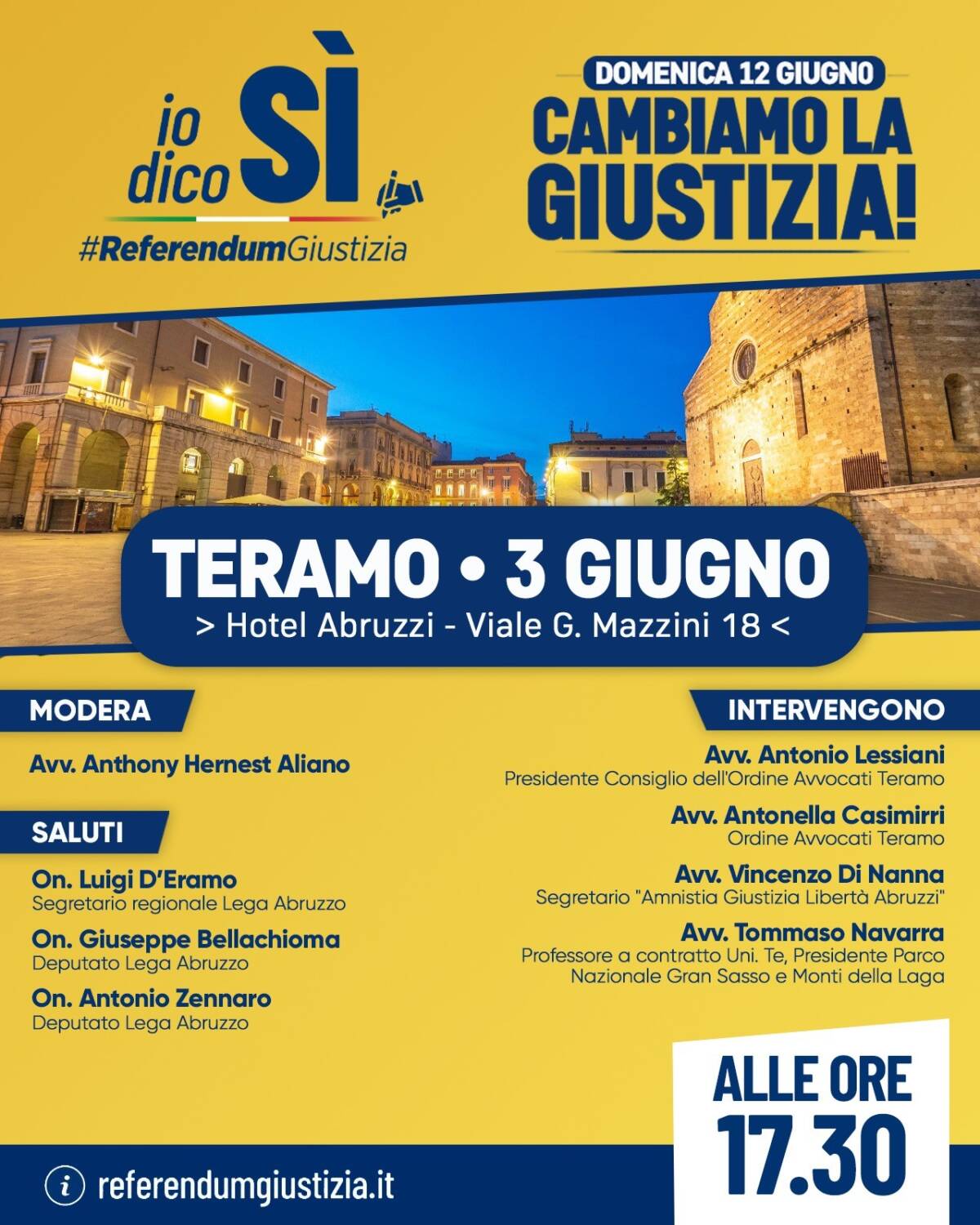 REFERENDUM: IL 3 GIUGNO A TERAMO LA LEGA PER IL TOUR “CAMBIAMO LA GIUSTIZIA”