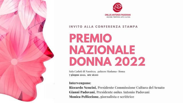 L’AQUILA: ONLUS ANTONIO PADOVANI, PRESENTAZIONE DEL PREMIO NAZIONALE DONNA 2022