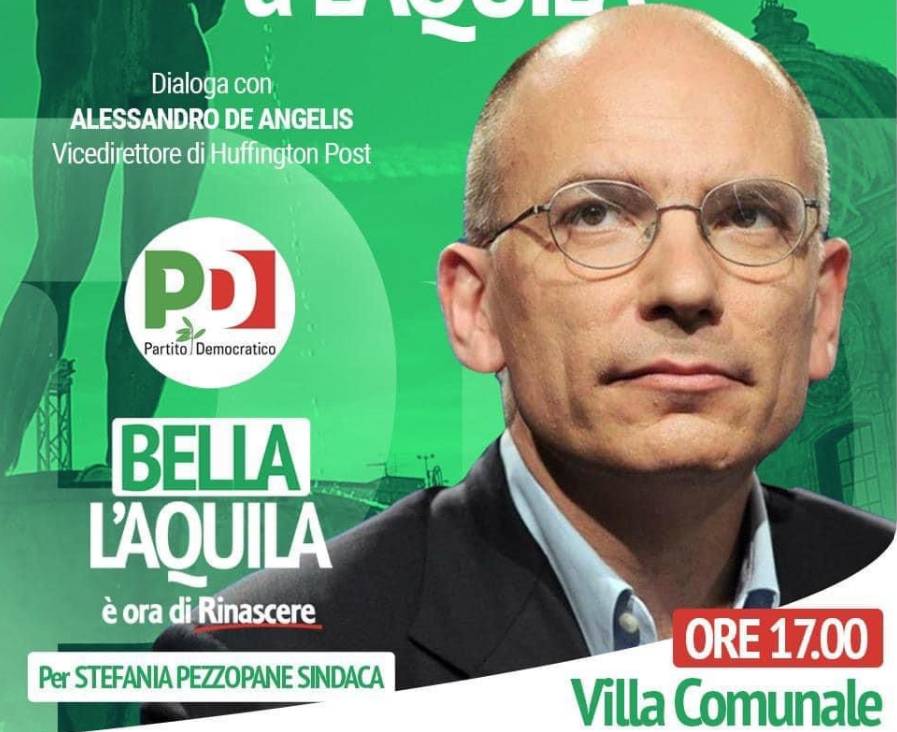 VOTO L’AQUILA, ENRICO LETTA IN CITTA’ A SOSTEGNO DI PEZZOPANE: DIRETTA WEB