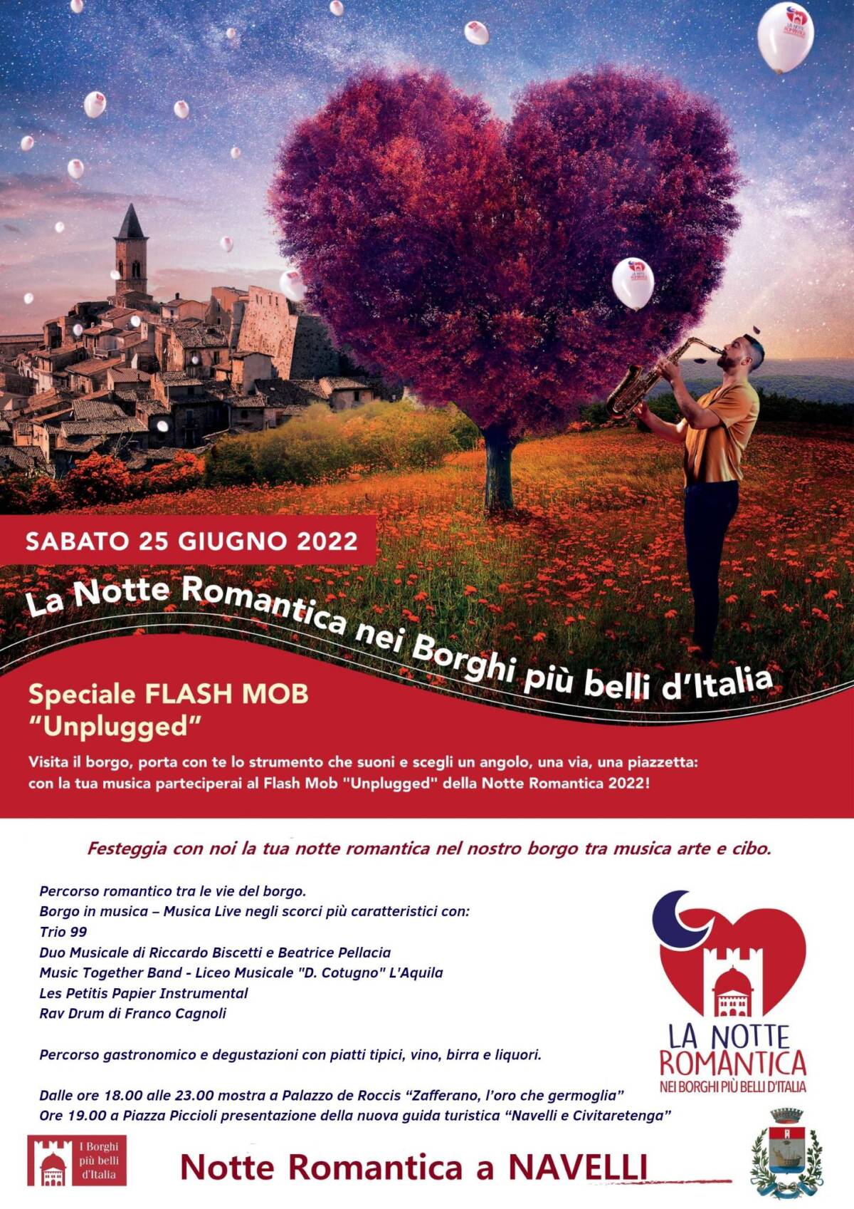 NAVELLI: SABATO 25 GIUGNO, TORNA LA NOTTE ROMANTICA “UNPLUGGED”