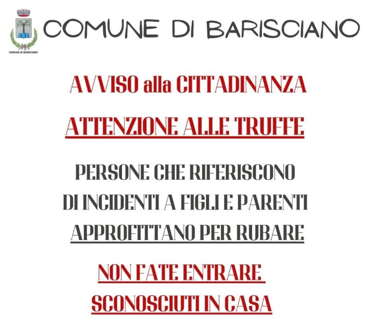 BARISCIANO, FURTI IN CASA: COMUNE ALLERTA CITTADINI, “FATE ATTENZIONE A TRUFFE, CHIAMATE IL 112”