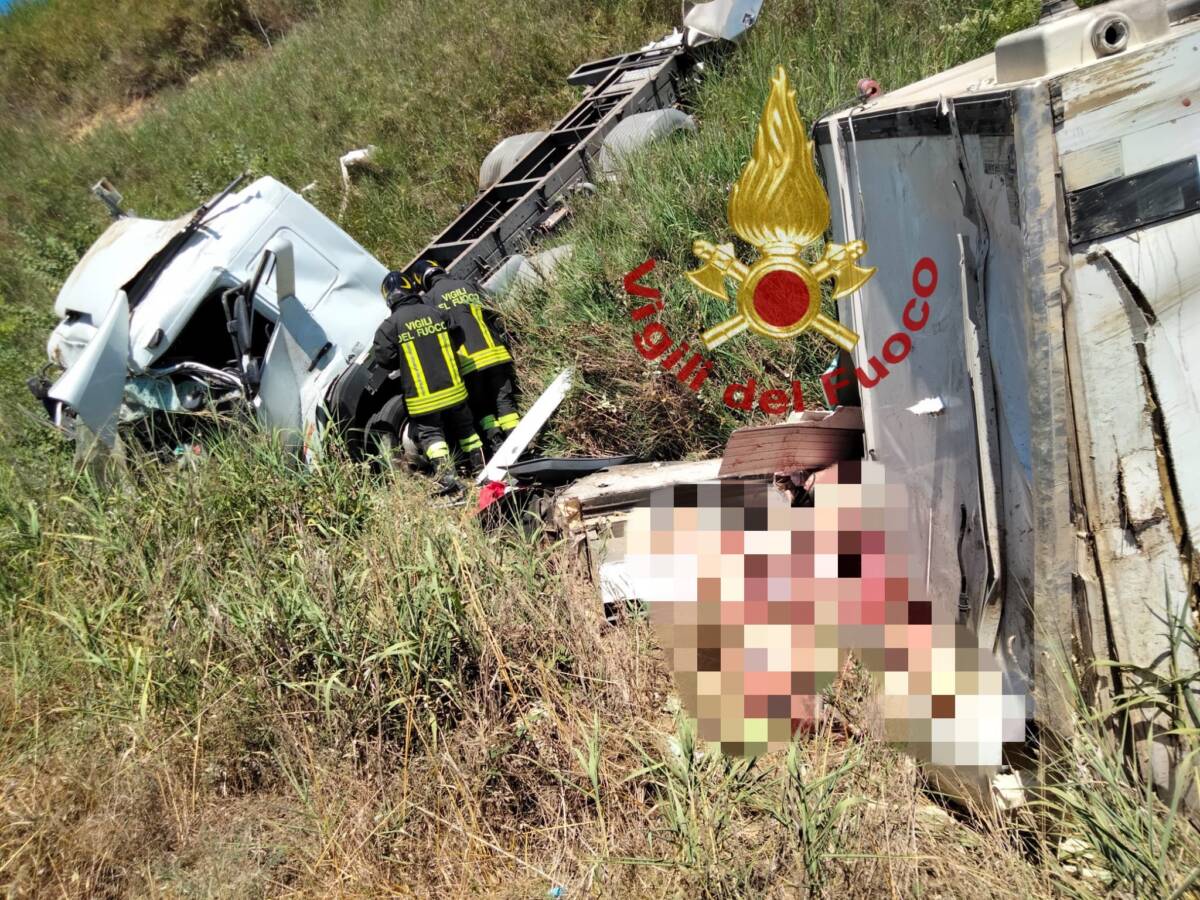 INCIDENTE A CITTA’ SANT’ANGELO: CAMION FUORI STRADA FINISCE IN UNA SCARPATA