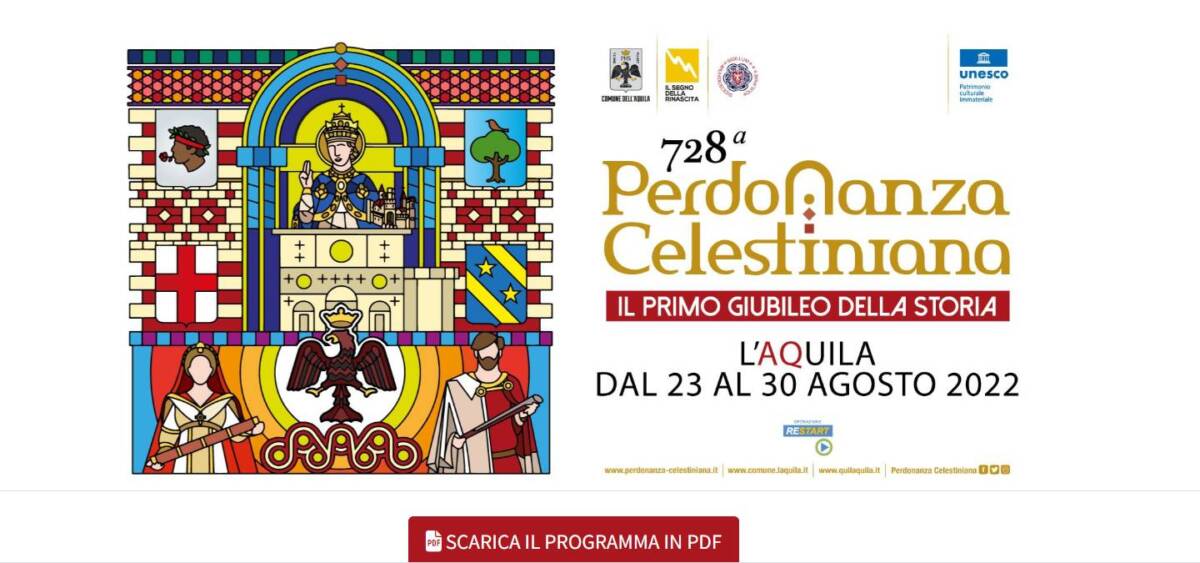 L’AQUILA, PERDONANZA: ONLINE PROGRAMMA COMPLETO, DA DOMANI “PERDONANZA VILLAGE”