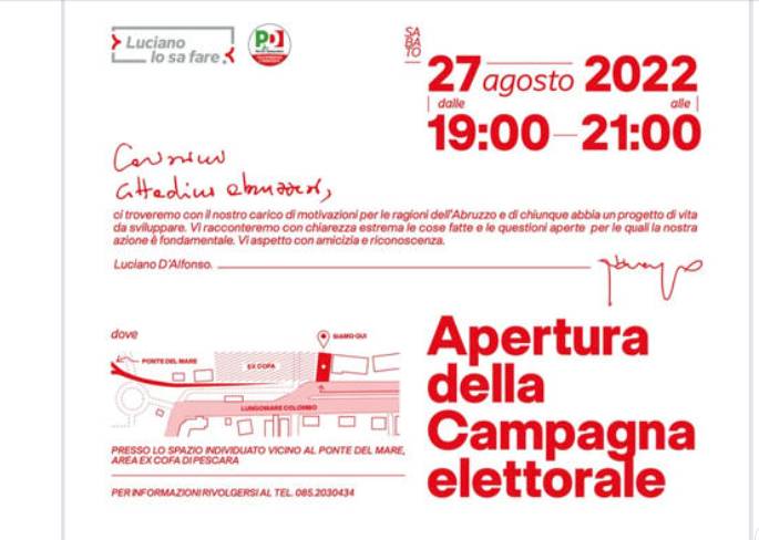 VERSO IL VOTO, APERTURA CAMPAGNA ELETTORALE PD ABRUZZO: DIRETTA WEB