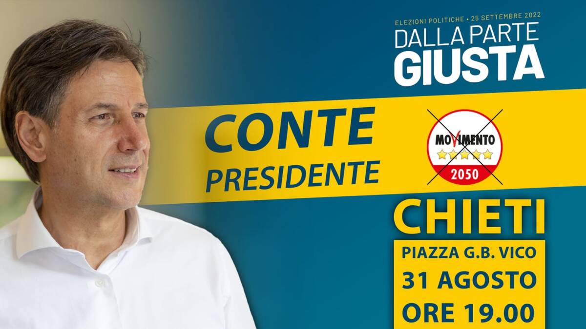 ELEZIONI, M5S: IL 31 AGOSTO GIUSEPPE CONTE A CHIETI