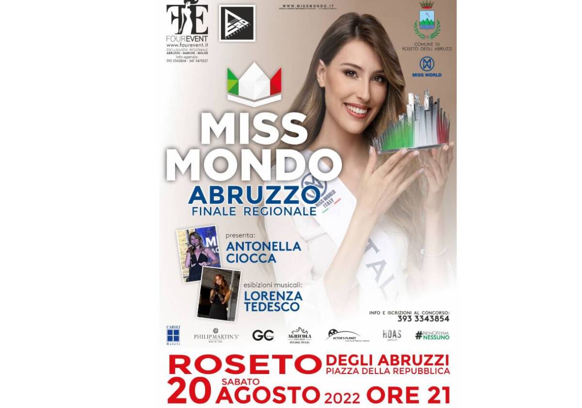 MISS MONDO ABRUZZO: ROSETO OSPITA LA FINALE SABATO 20 AGOSTO