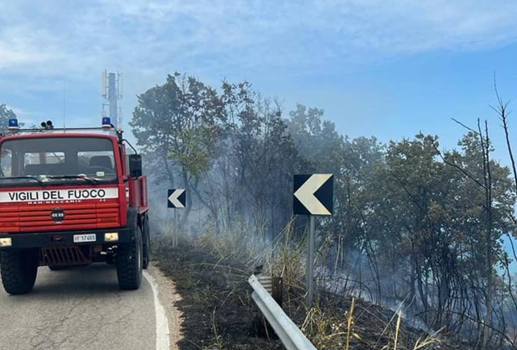 FOSSACESIA: INCENDIO SU PANORAMICA SAN GIOVANNI IN VENERE, DOMATO DA VIGILI DEL FUOCO