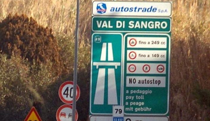 A14: CHIUSA PER QUATTRO ORE NOTTURNE LA STAZIONE DI VAL DI SANGRO