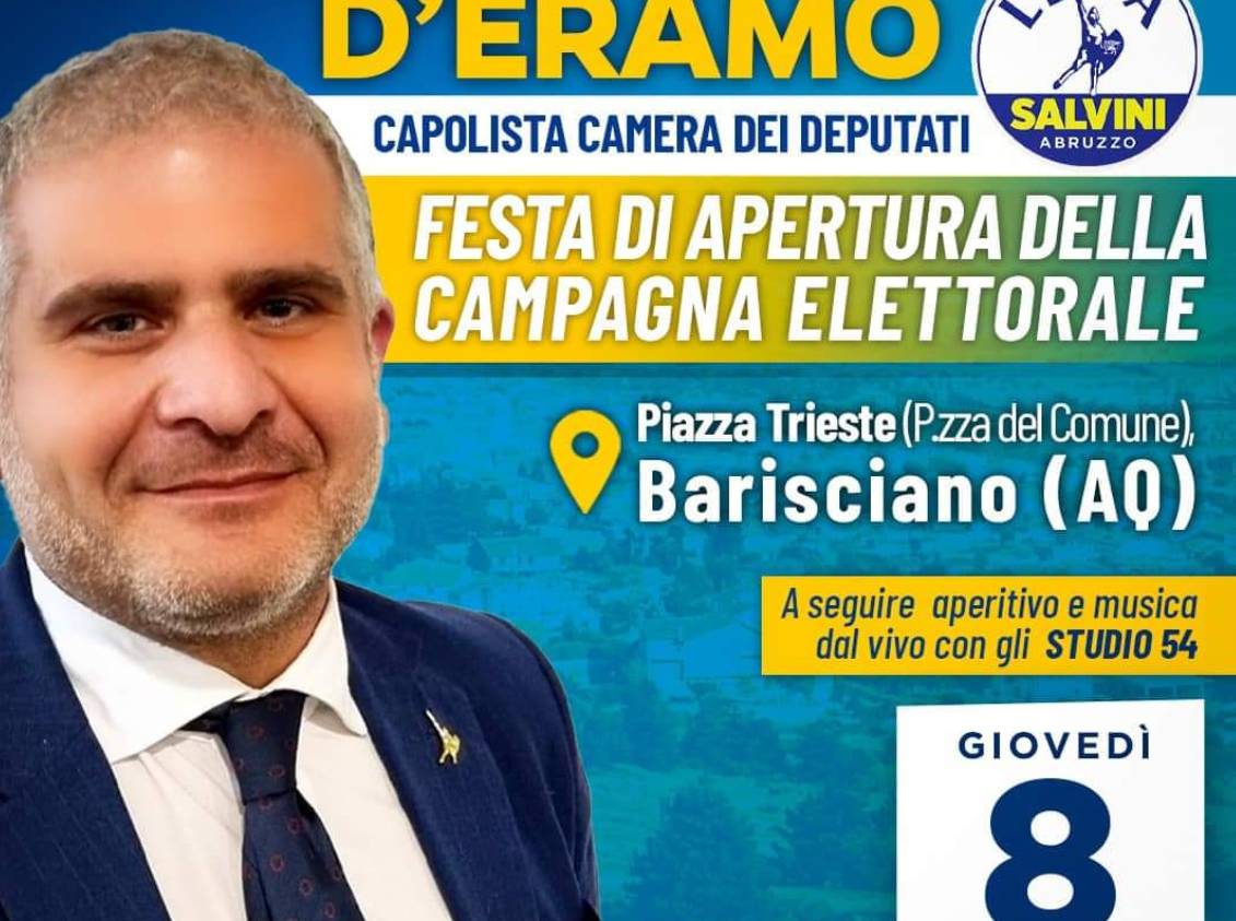 ELEZIONI, LEGA: DOMANI A BARISCIANO APERTURA CAMPAGNA ELETTORALE ABRUZZO MONTANO