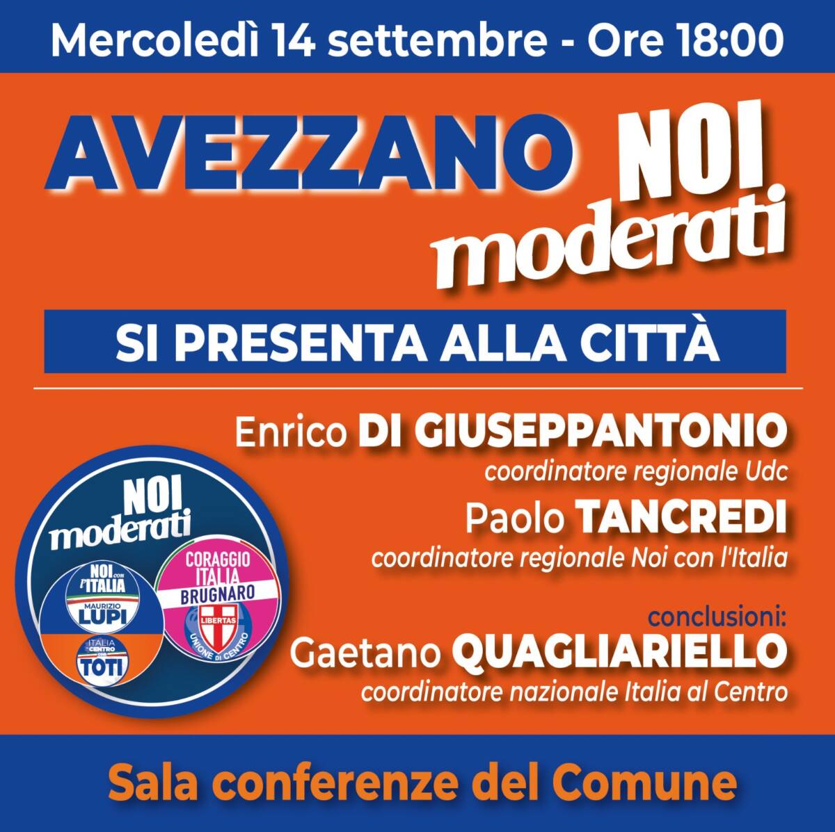 ELEZIONI: DOMANI AD AVEZZANO PRESENTAZIONE “NOI MODERATI”
