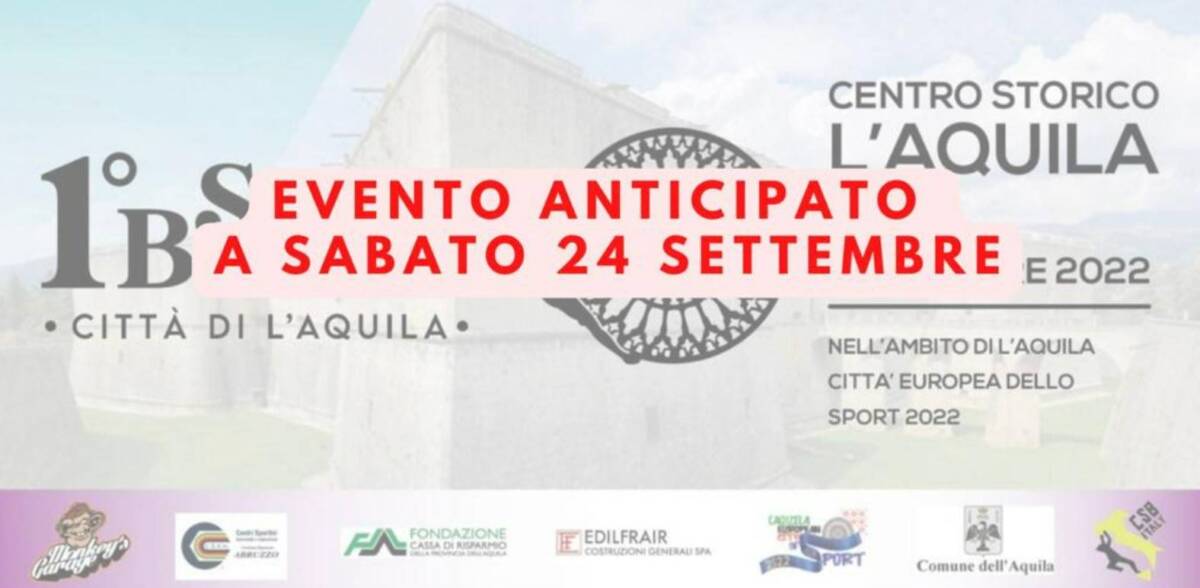 L’AQUILA: IL PRIMO STREET BOULDER IN CENTRO STORICO ANTICIPATO A SABATO 24 SETTEMBRE
