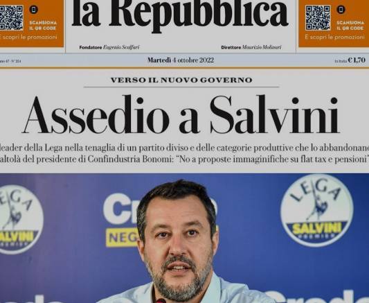 CONSIGLIO FEDERALE LEGA, SALVINI: “PRIMA PAGINA REPUBBLICA CONTRO DI ME, BRUTTO CLIMA”