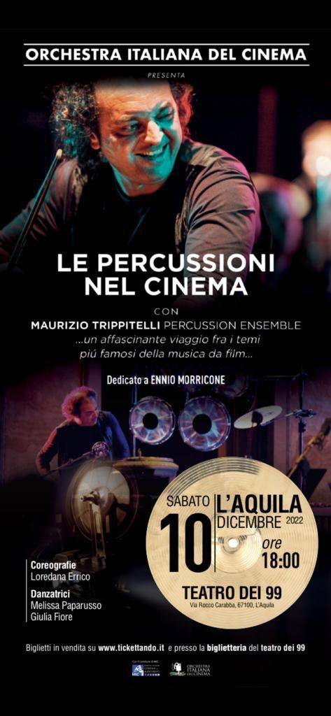 L’AQUILA: “LE PERCUSSIONI NEL CINEMA”, UN VIAGGIO NELLE MUSICHE DA FILM CON I BRANI DI MORRICONE