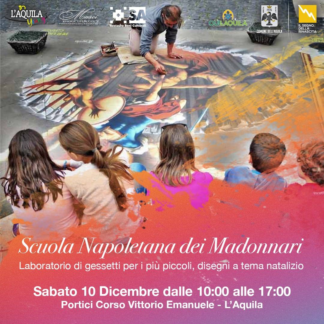L’AQUILA: I MADONNARI DI NAPOLI IN CITTÀ PER UN LABORATORIO PER BAMBINI