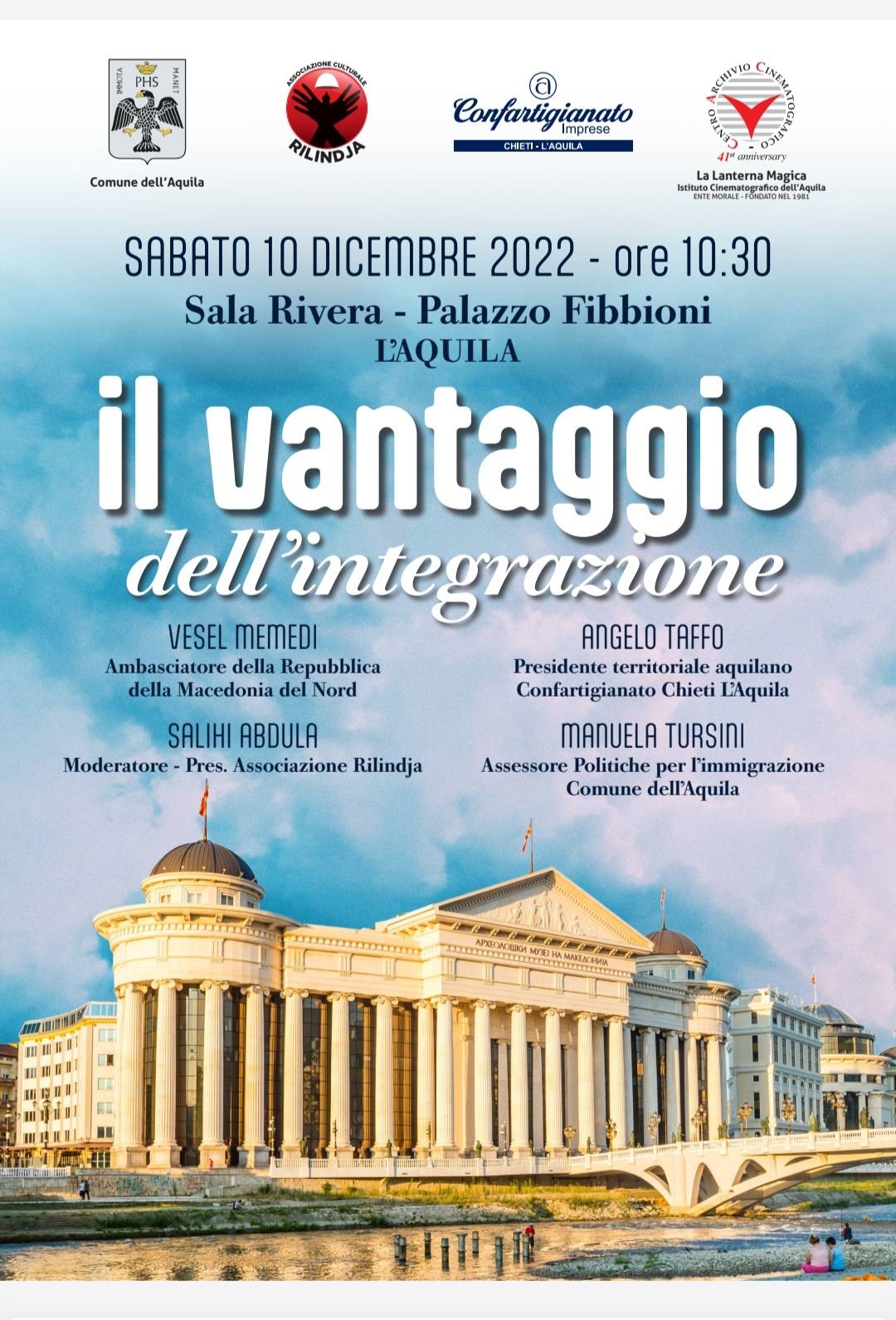 L’AQUILA: ” I VANTAGGI DELL’INTEGRAZIONE”, SE NE PARLA SABATO IN UN CONVEGNO NELL’AULA RIVERA