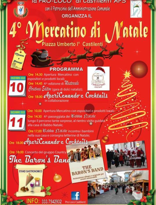CASTILENTI: MERCATINO DI NATALE CON PROGRAMMA RICCO DI EVENTI