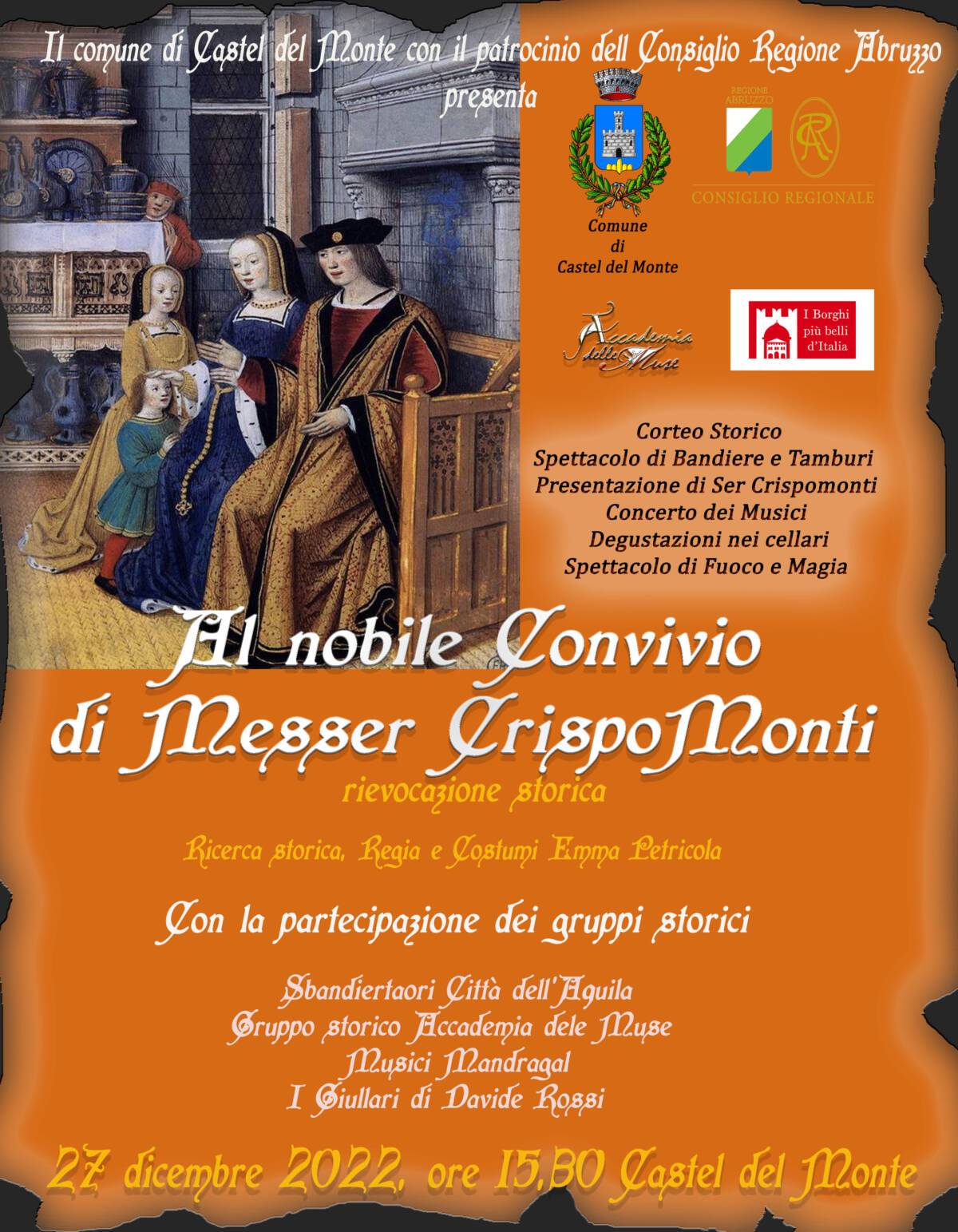 CASTEL DEL MONTE: IL 27 DICEMBRE RIEVOCAZIONE STORICA DELLA FIGURA DI GIOVANNI DA CRISPOMONTE