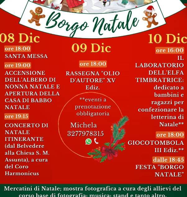 “BORGO NATALE” A MOSCIANO SANT’ANGELO: IL PROGRAMMA