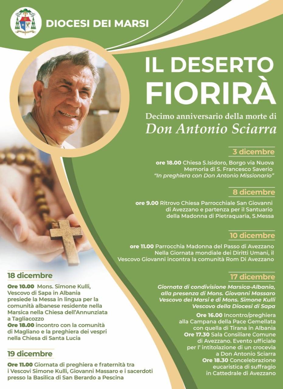 RAFFICA DI APPUNTAMENTI NELLA MARSICA PER RICORDARE IL MISSIONARIO DON ANTONIO SCIARRA