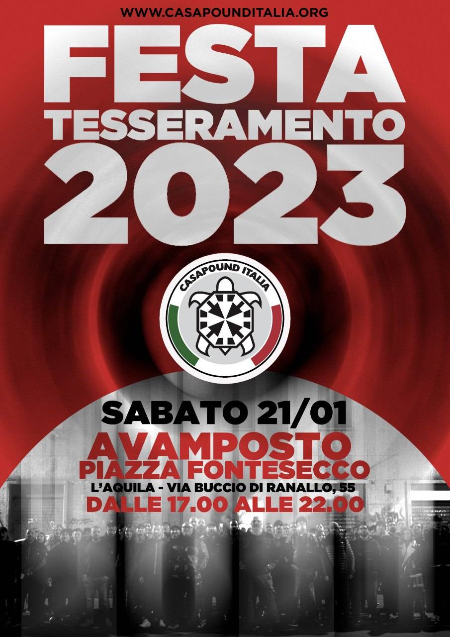 L’AQUILA: DOMANI “FESTA DEL TESSERAMENTO” DI CASAPOUND A FONTESECCO