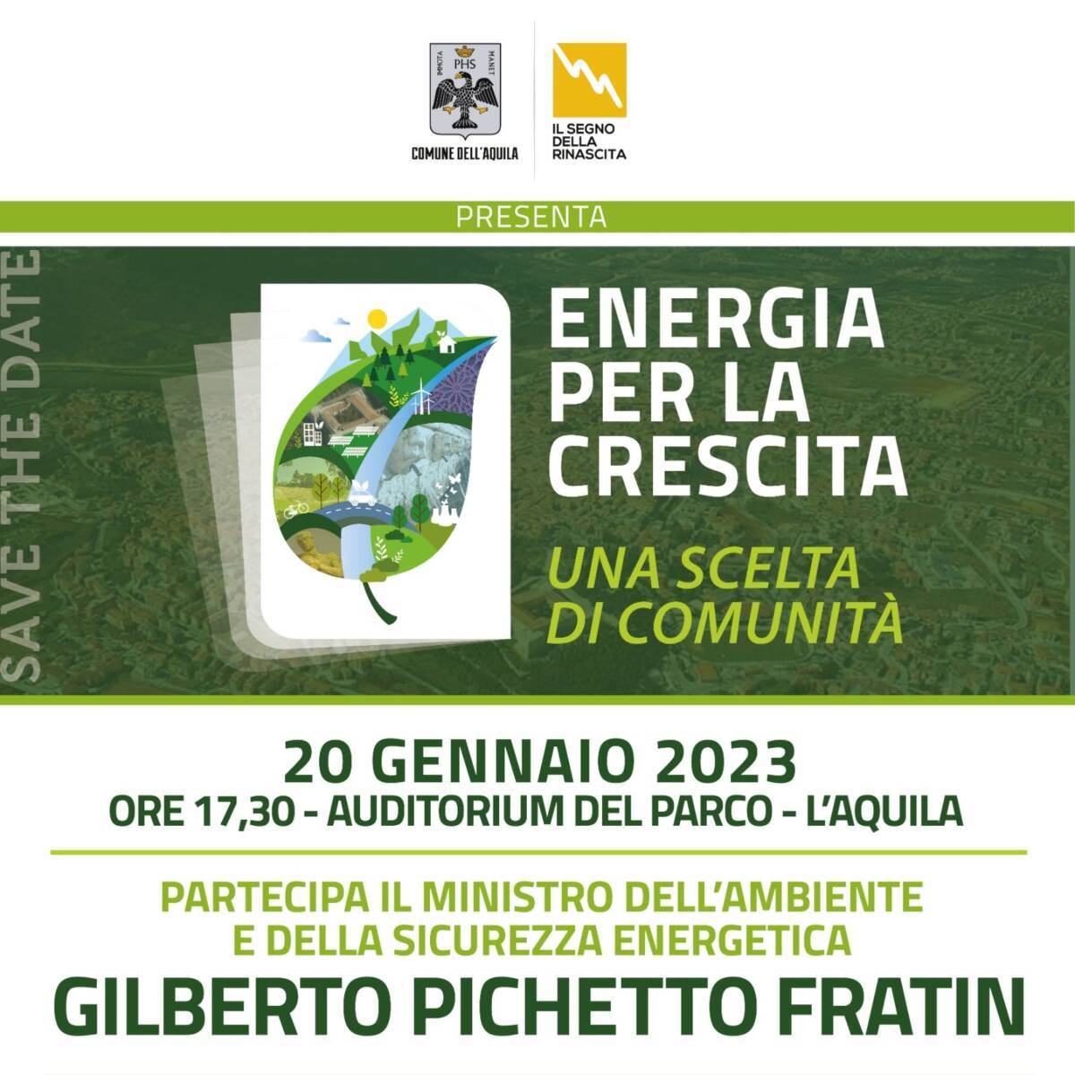 COMUNITÀ ENERGETICHE: IL 20 GENNAIO CONVEGNO A L’AQUILA CON MINISTRO PICHETTO FRATIN