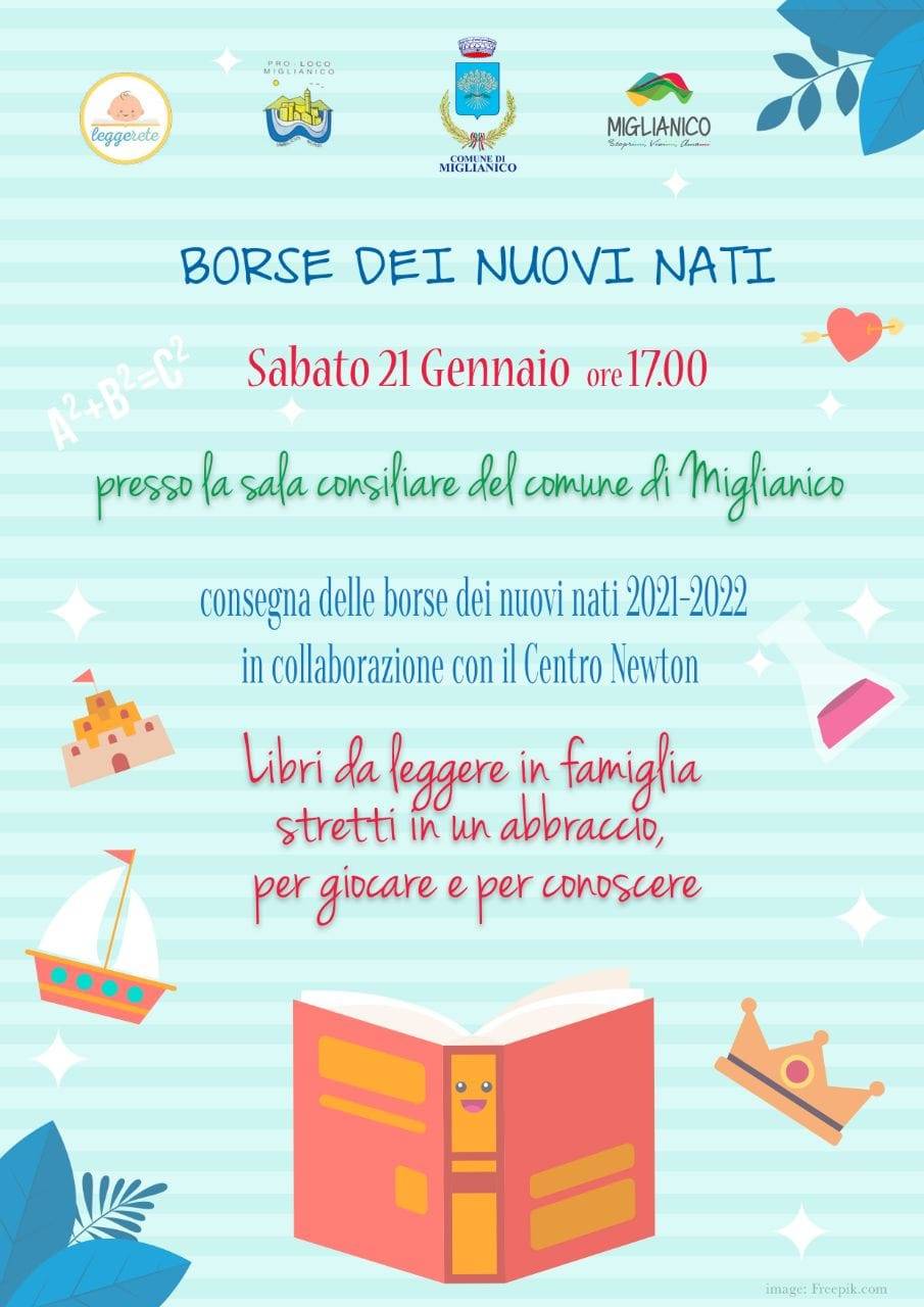 MIGLIANICO: “BORSE DEI NUOVI NATI” CON LIBRI PER L’INFANZIA A 65 BAMBINI