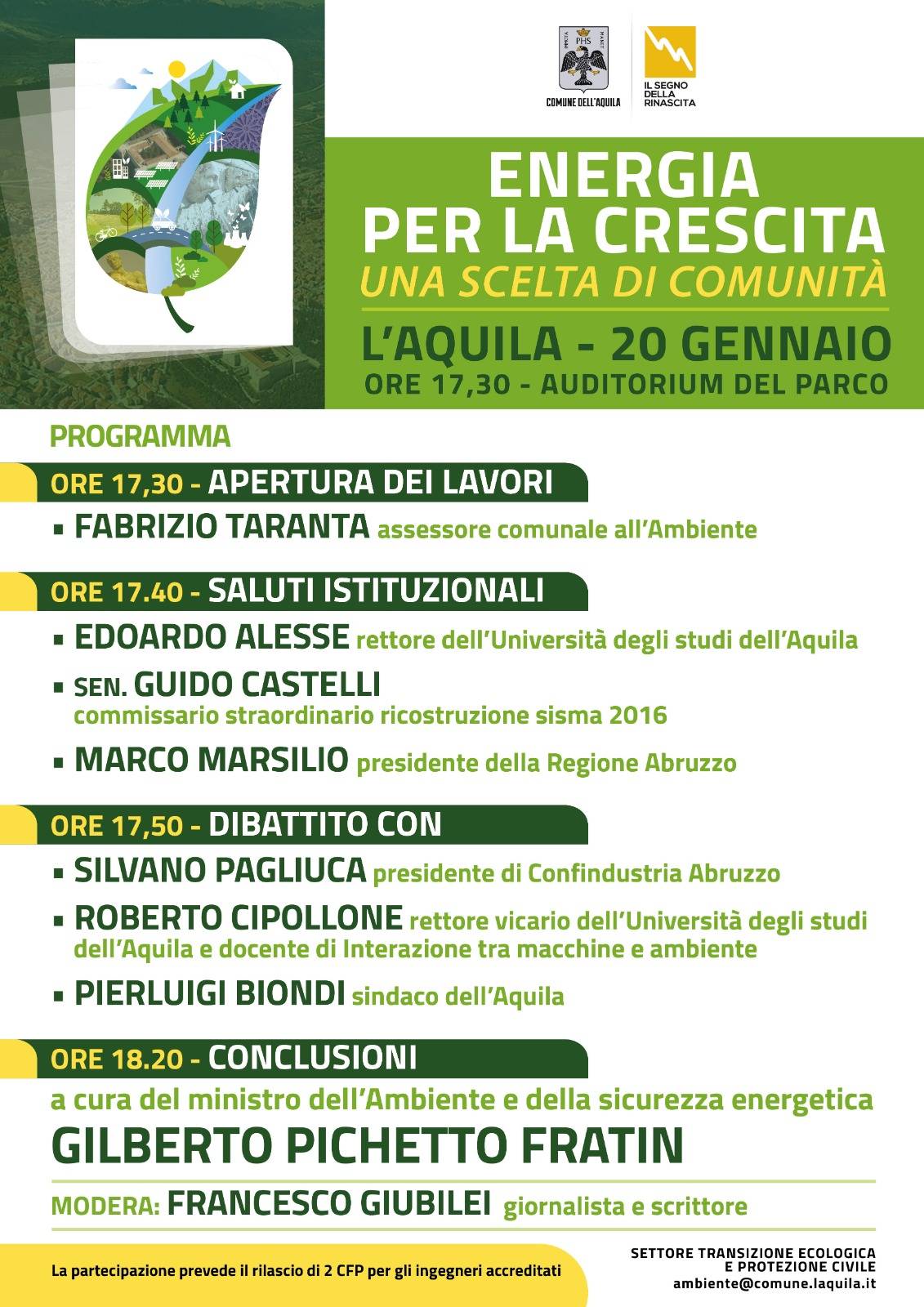 “ENERGIA PER LA CRESCITA”, ALL’AQUILA CONVEGNO CON IL MINISTRO PICHETTO FRATIN, LA DIRETTA