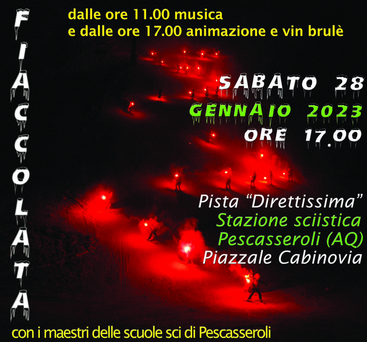 PESCASSEROLI: SABATO TORNA LA FIACCOLATA DEI MAESTRI DI SCI E SNOWBOARD