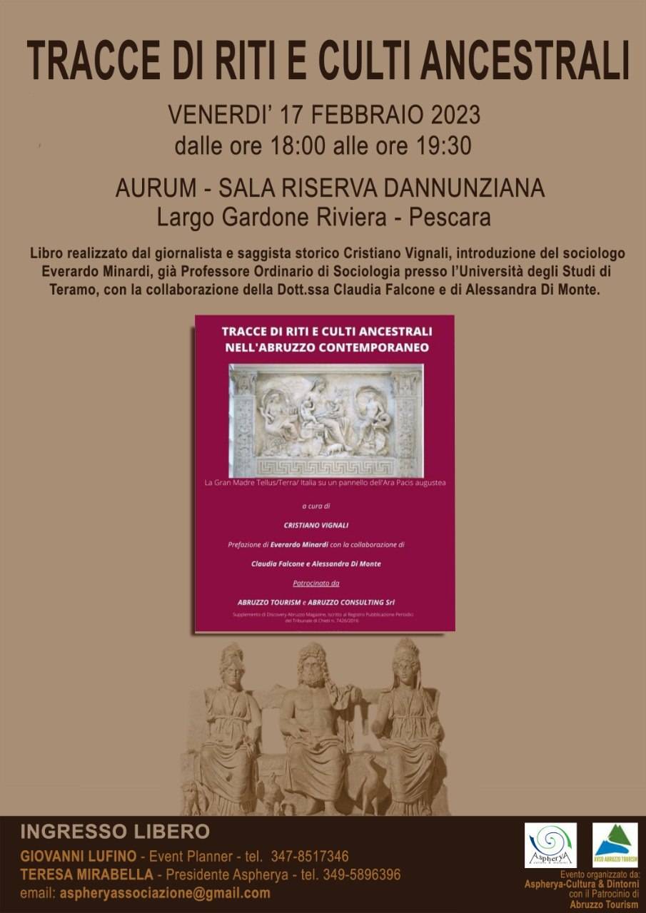 “TRACCE DI RITI E  CULTI ANCESTRALI  NELL’ABRUZZO CONTEMPORANEO”: SE NE PARLA IL 17 A PESCARA