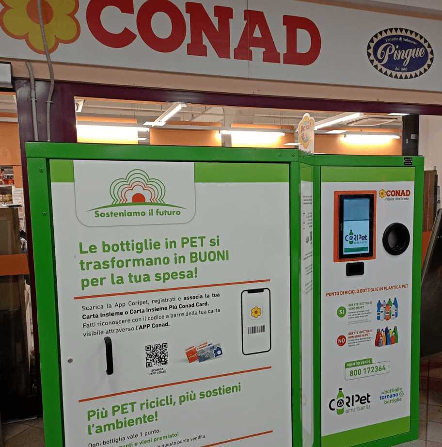 L’AQUILA, CONAD PINGUE: BOTTIGLIE IN PET SI TRASFORMANO IN BUONI SPESA