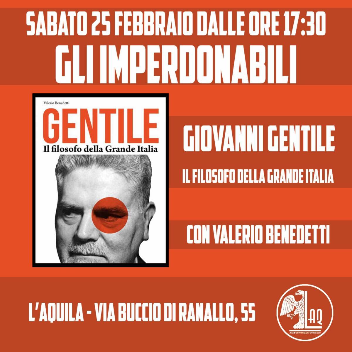 L’AQUILA: SABATO A CASAPOUND CONFERENZA SU GIOVANNI GENTILE