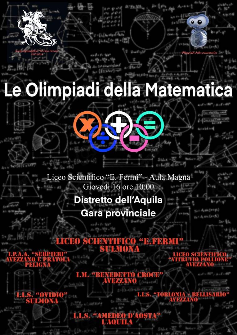 DOMANI IL POLO SCOLASTICO “FERMI” DI SULMONA OSPITERA’ “LE OLIMPIADI DELLA MATEMATICA”