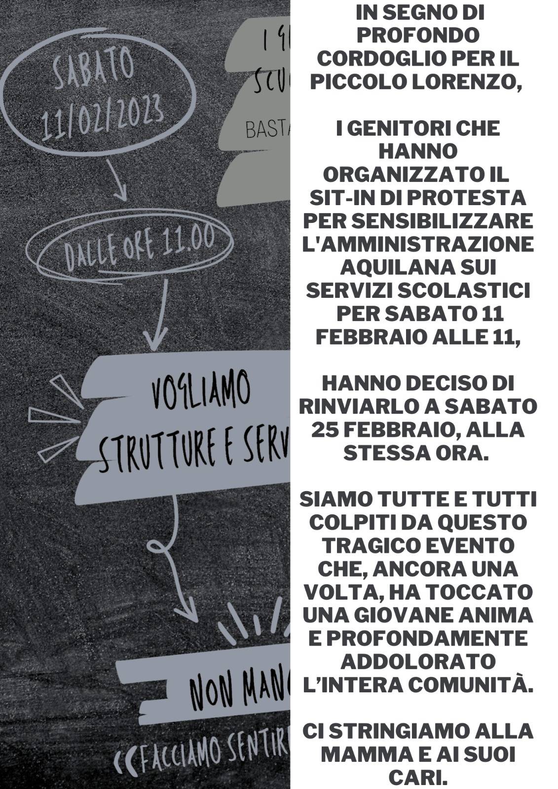 SCUOLE L’AQUILA: RIMANDATO SIT-IN DI PROTESTA