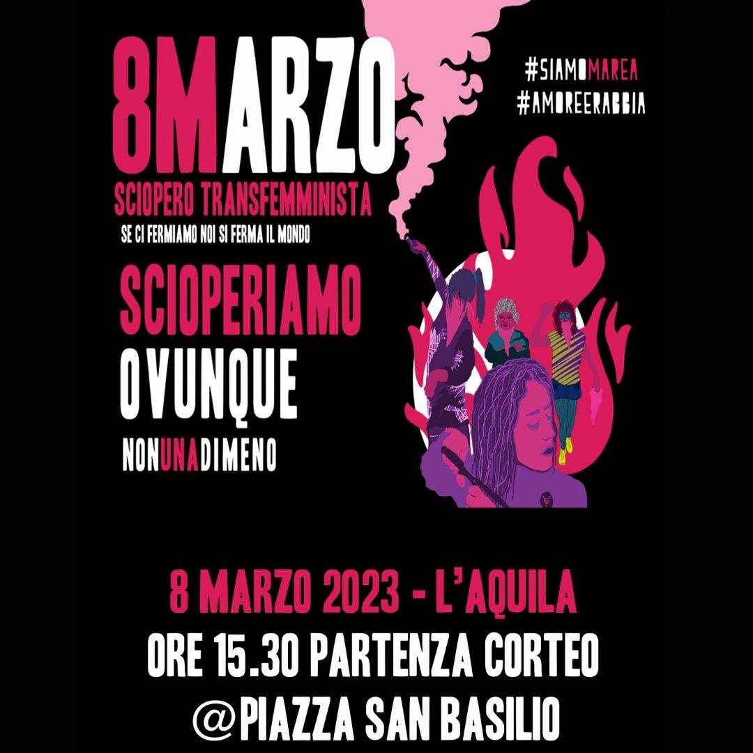 OTTO MARZO A L’AQUILA: MERCOLEDÌ POMERIGGIO CORTEO TRANSFEMMINISTA