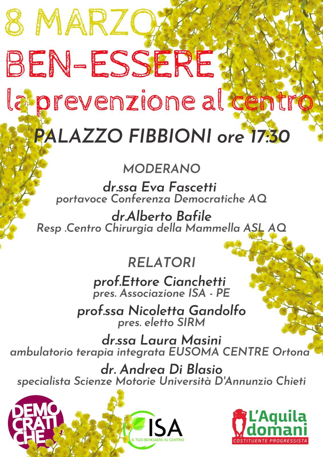 OTTO MARZO: MERCOLEDÌ CONVEGNO DONNE DEMOCRATICHE, “BEN-ESSERE: LA PREVENZIONE AL CENTRO”