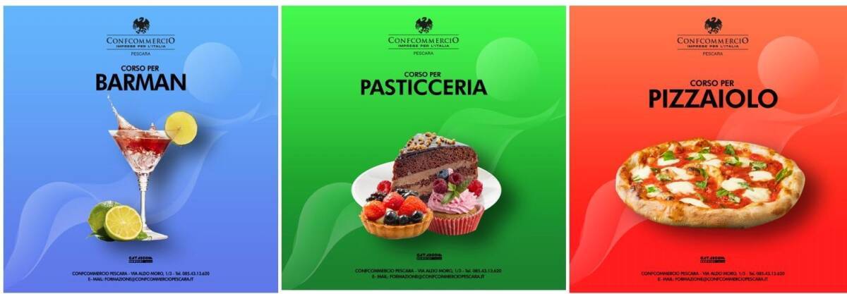 CONFCOMMERCIO DI PESCARA ORGANIZZZA CORSI PER BARMAN, PIZZAIOLI E PASTICCIERI: MOLTE LE RICHIESTE