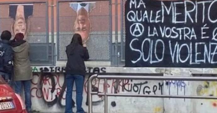 PROTESTE STUDENTI E ANARCHICI: IMMAGINI MELONI E VALDITARA A TESTA IN GIU’