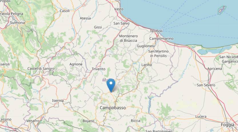 TERREMOTO: SCOSSA 4.6 IN PROVINCIA DI CAMPOBASSO,<br> PAURA IN ABRUZZO E MOLISE
