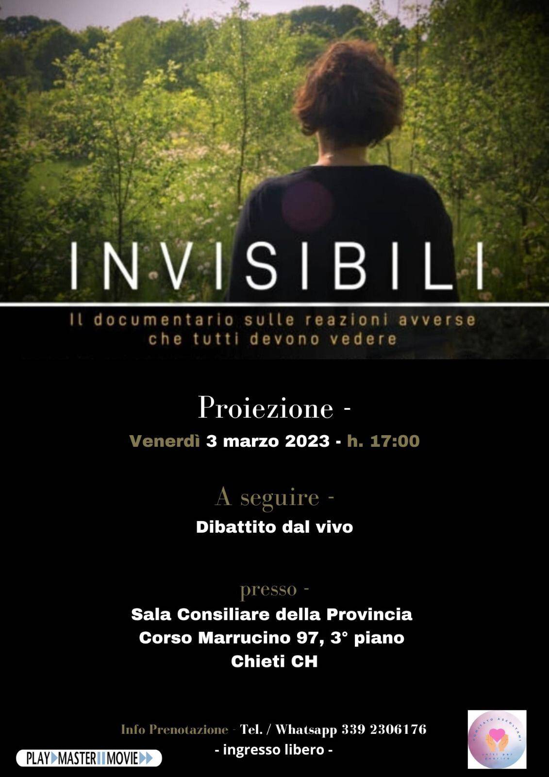 ITALEXIT, IL DOCUMENTARIO “INVISIBILI” IL 3 MARZO NELLA SALA DELLA PROVINCIA DI CHIETI