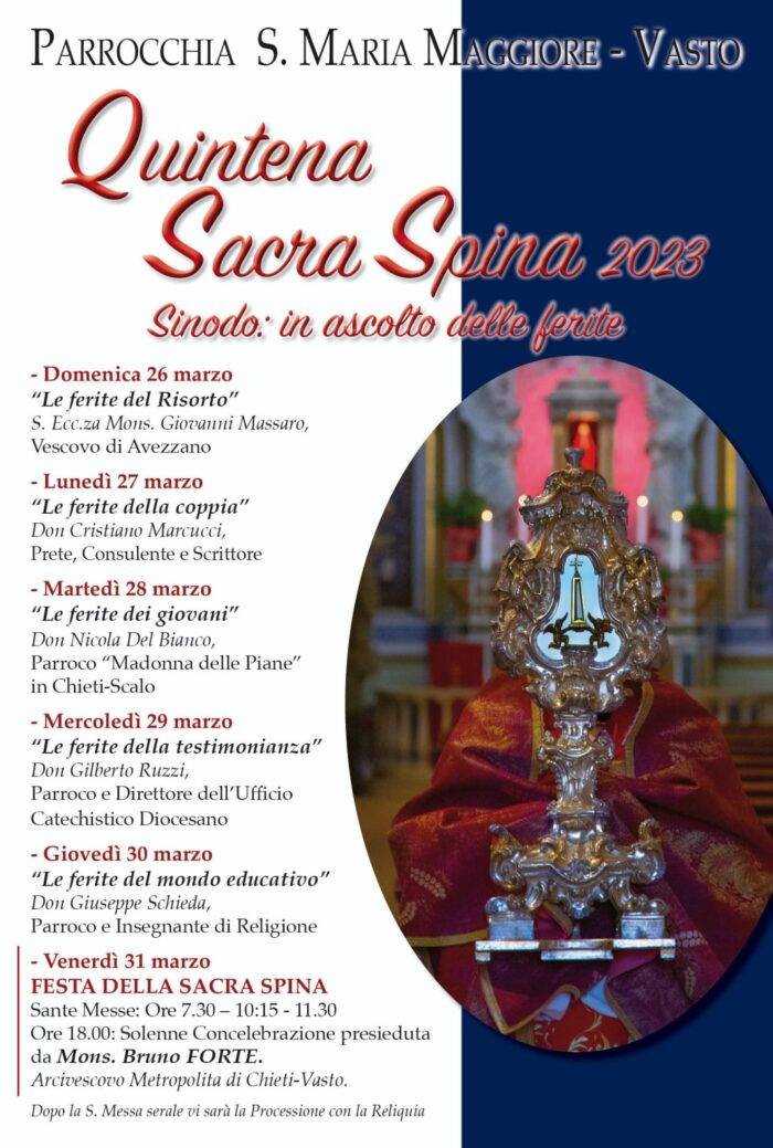 VASTO, QUINTENA SACRA SPINA 2023: IL PROGRAMMA